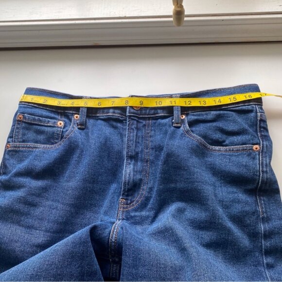 GAP 2024 High Rise Stride Wide-Leg Jeans Woman 31/12 Dark Wash Cropped RAW HEM - Picture 11 of 16